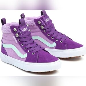 Vans Filmore Hi Top Sneakers In Purple Suede and Mint Girls Size 1